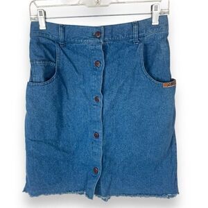 Vintage 90s Raw Hem Denim Mini Jean Skirt Womens Size 12 Indie Sleaze Festival